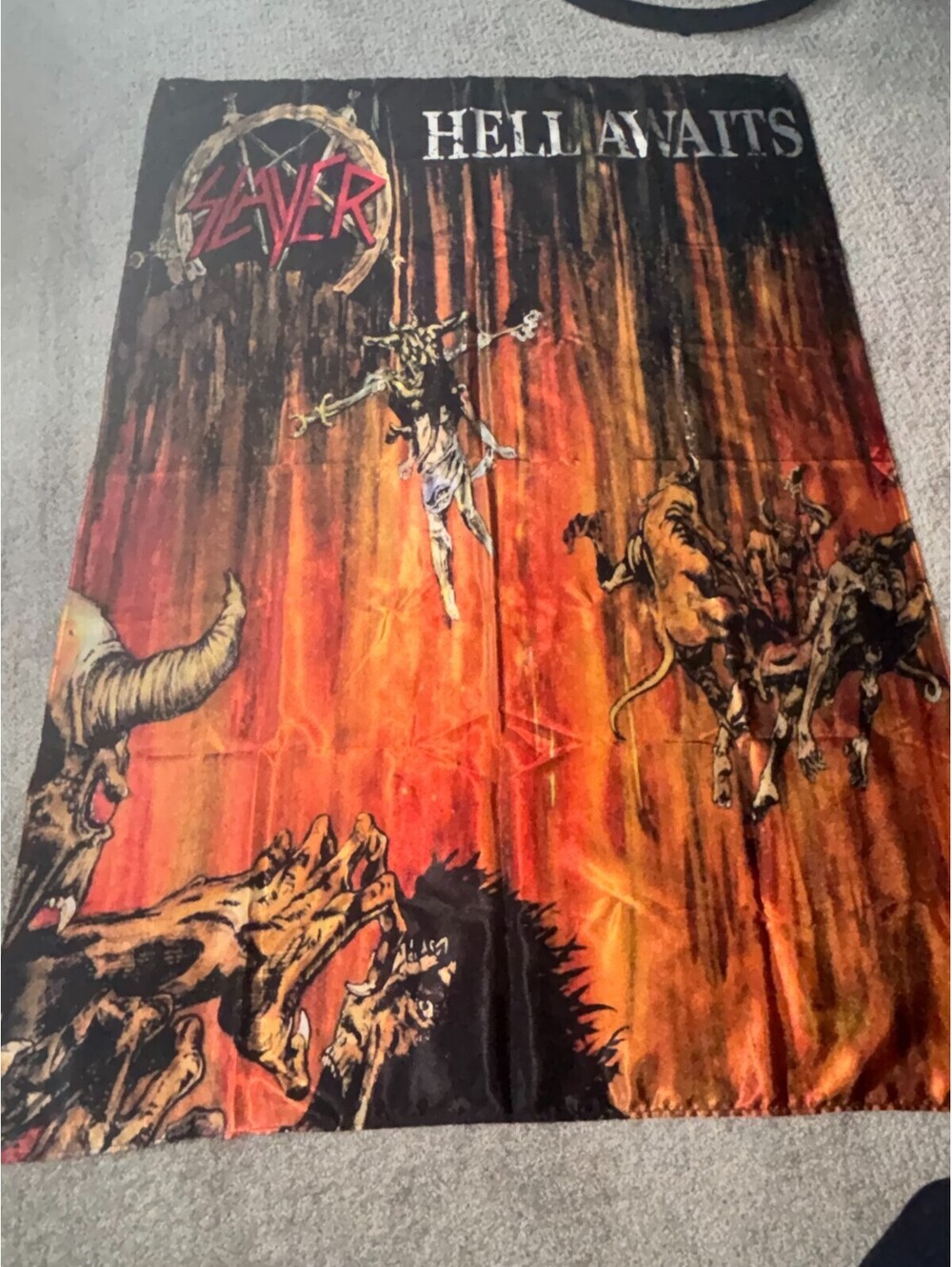 SLAYER Hell Awaits TAPESTRY / WALL HANGING / FLAG - 45" x 32"